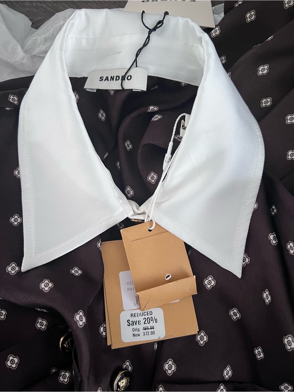 Sandro brown dress with removable tie size 38 - Picture 5 of 5